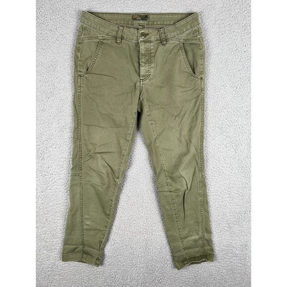Prana Janessa Pants Womens Organic Cotton Twill Green Button Fly Size 4 - Picture 1 of 10